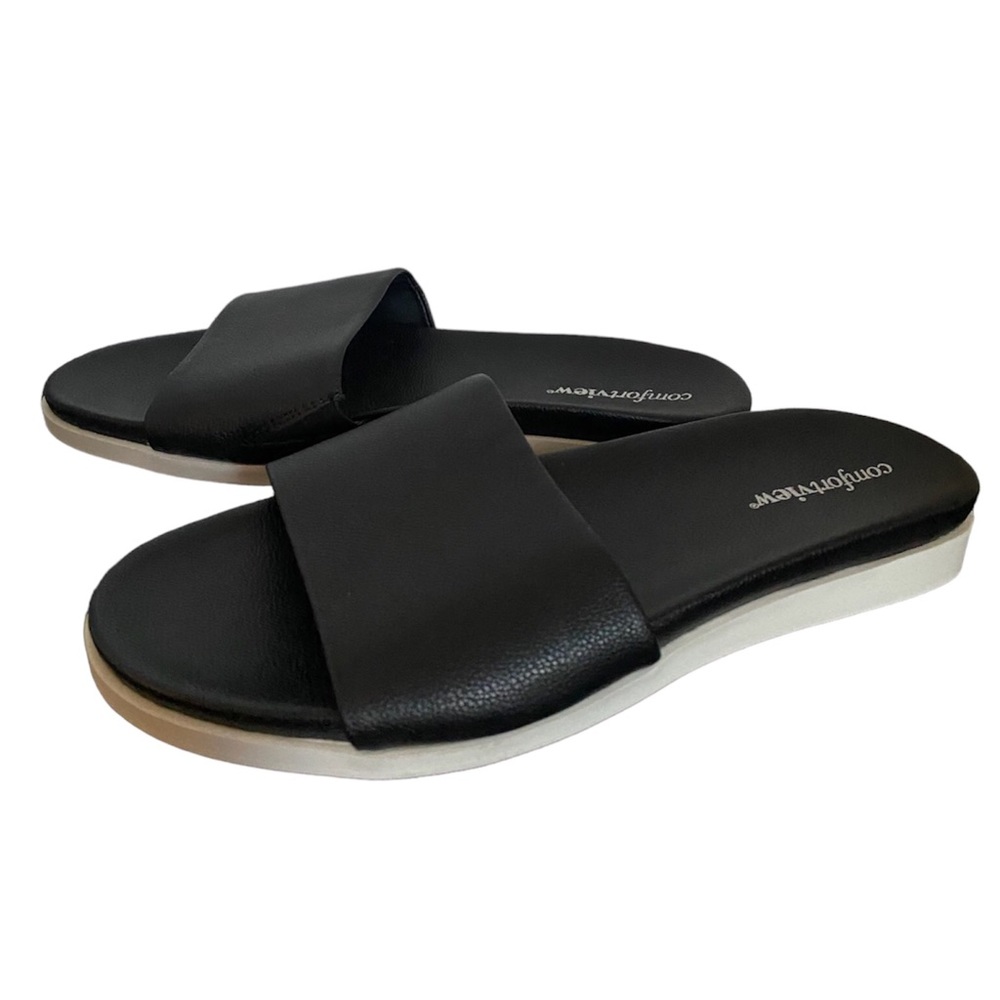 NWOT Comfortview 8WW Black & White Slide‎ Sandals